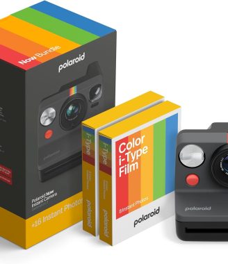 Now 3rd Generation I-Type Instant Camera + Film Bundle - Now Black Camera + 16 Color Photos (6560)